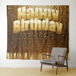 Gold Shimmer Birthday Backdrop Party Decoration Tapestry