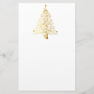Gold Shimmer Christmas Tree Stationery