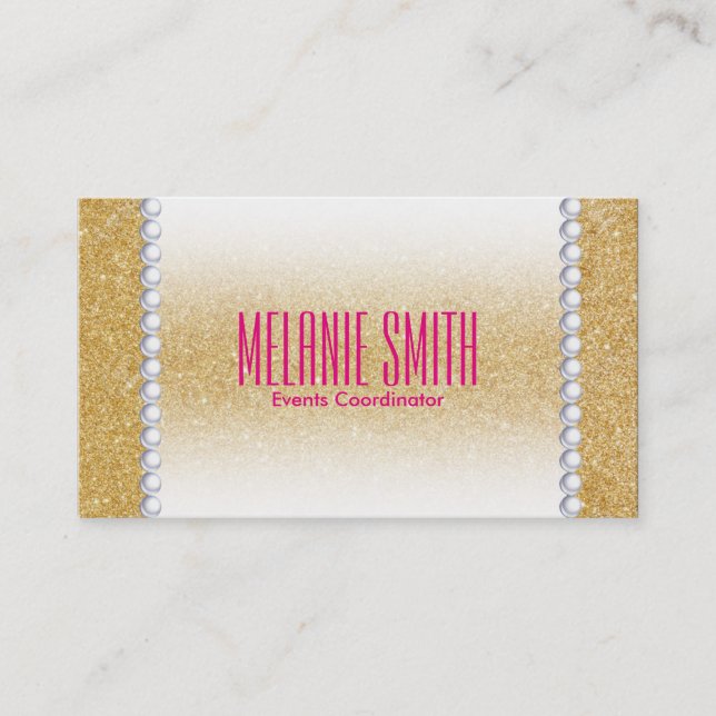 Gold Shimmer | Fade & Pearls Business Card (Front)