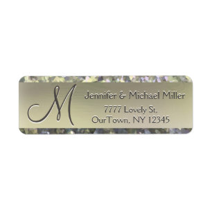 Gold Shimmer Glitter Address Label