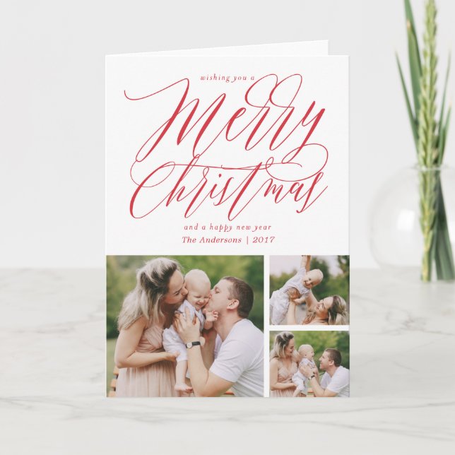 Gold Shimmer Merry Christmas Greeting Card (Front)