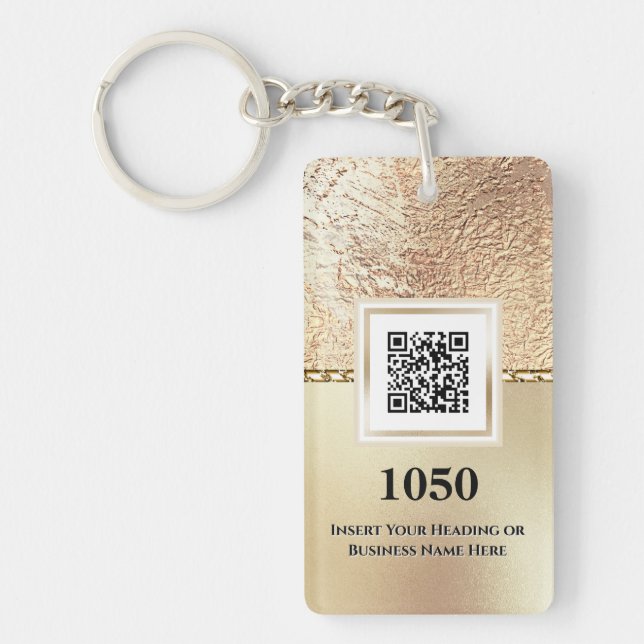  Gold shimmer metallic foil | Logo room number Key Ring (Front)