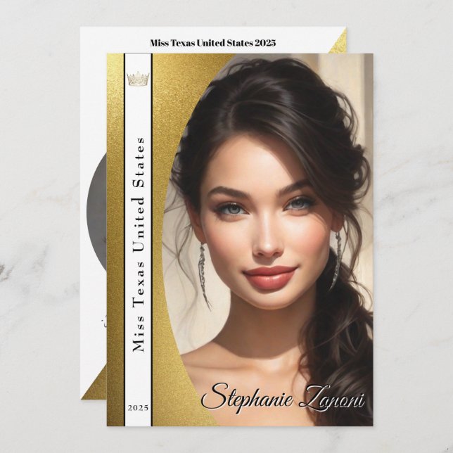 Gold Shimmer Pageant Sash Autograph Card (Front/Back)