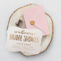 Gold Shimmer Paper Modern Bridal Shower Invitation