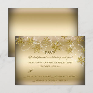 Gold Shimmer Snowflake Christmas Holiday RSVP Invitation