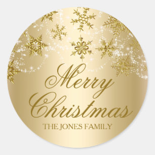 Gold Shimmer Snowflake Christmas Sticker