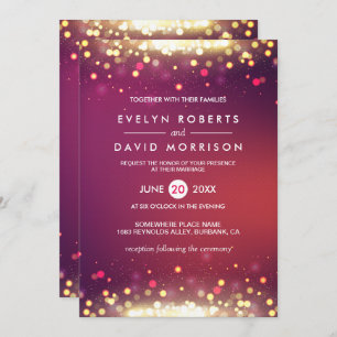 Gold Shimmer Sparkling Lights Formal Wedding Invitation