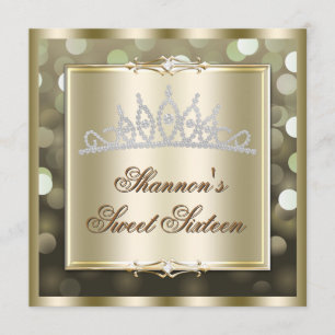 Gold Shimmering Lights Bokeh Sweet Sixteen Invite