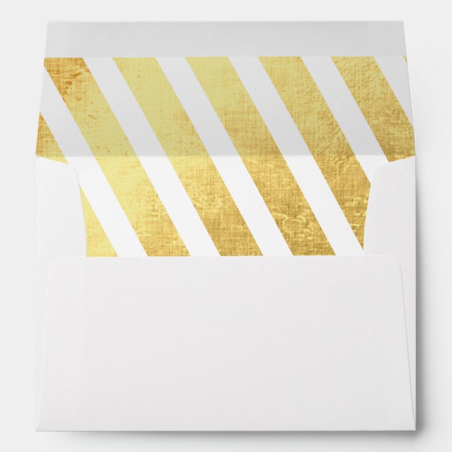 Gold Shine and White Stripe | Holiday Card Envelope (Back (Bottom))