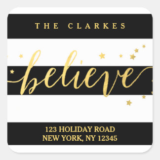 Gold Shine Believe | Holiday Address Label