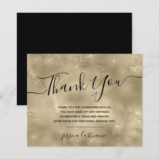 Gold Shine Budget Thank You Card (Front/Back)