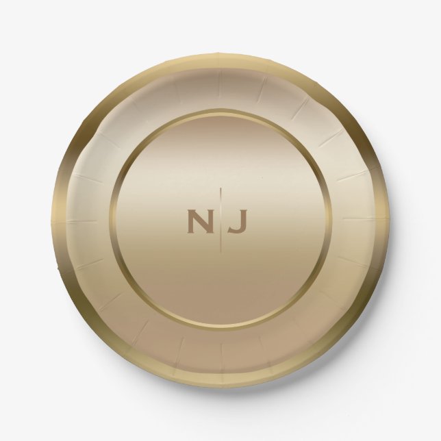 Gold Shine Golden Shiny Modern Glam Party Paper Plate (Front)