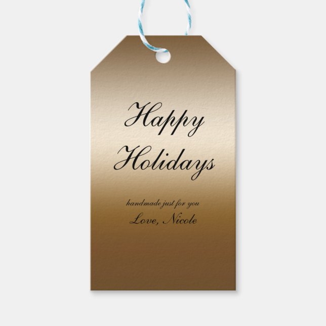 Gold Shine Metallic Holiday Christmas Gift Tag (Front)