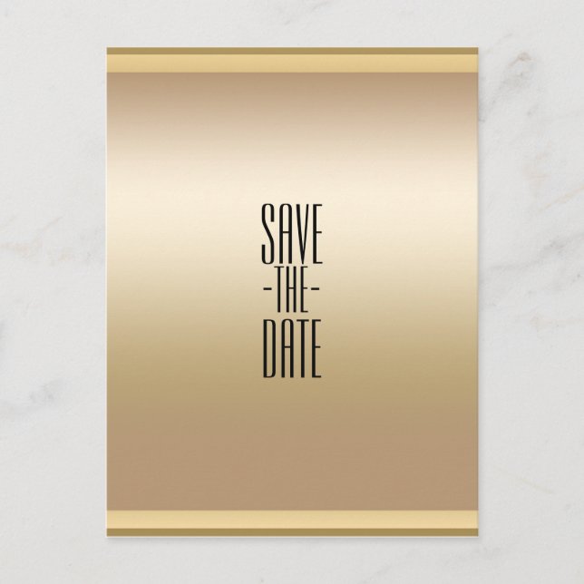 Gold Shine Shiny Chic Glam Save the Date Announcement Postcard (Front)