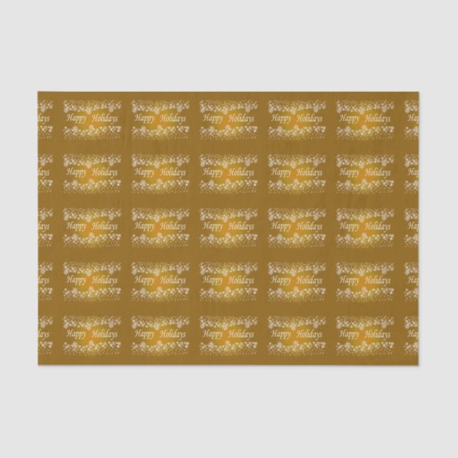 Gold Shining Stars Happy Holiday Tissue Paper (Front)
