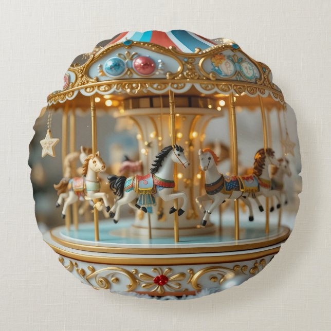 gold shinning carousel  round cushion (Front)