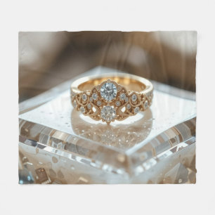 gold shinning diamond ring fleece blanket