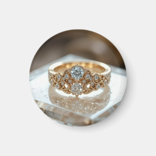 gold shinning diamond ring magnet