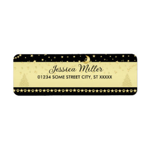 Gold shiny Christmas stars, paws on gold & black