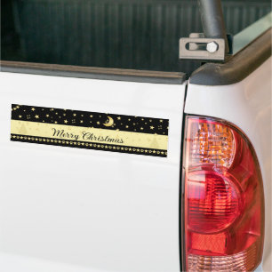 Gold shiny Christmas stars, paws on gold & black Bumper Sticker