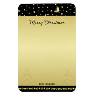 Gold shiny Christmas stars, paws on gold & black Magnet