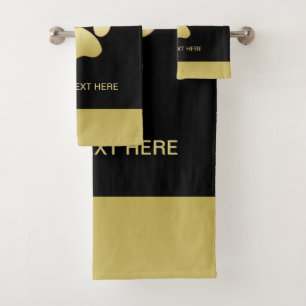 Gold Shiny Dog Paw on black background Bath Towel Set