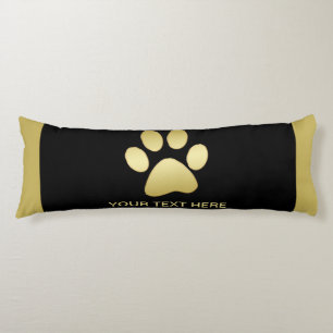 Gold Shiny Dog Paw on black background Body Cushion