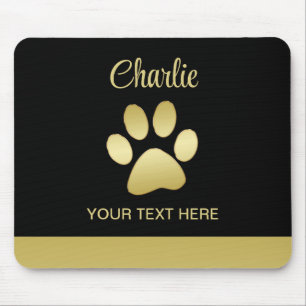 Gold Shiny Dog Paw on black background Mouse Mat