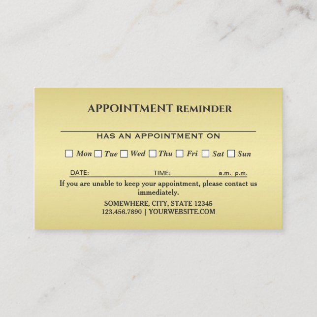 Gold Shiny Dog Paw on black Pet Grooming Service Appointment Card (Back)