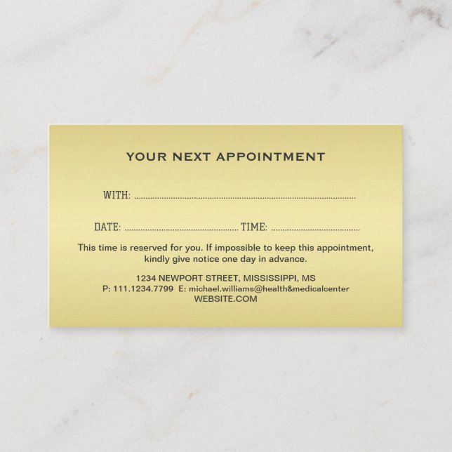  Gold Shiny Dog Paw on black Pet Grooming Service  Appointment Card (Back)