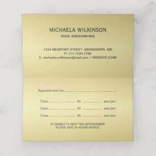 Gold Shiny Dog Paw on black Pet Grooming Service Appointment Card