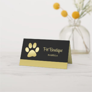  Gold Shiny Dog Paw on black Pet Grooming Service  Loyalty Card