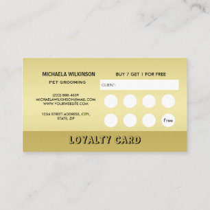  Gold Shiny Dog Paw on black Pet Grooming Service  Loyalty Card