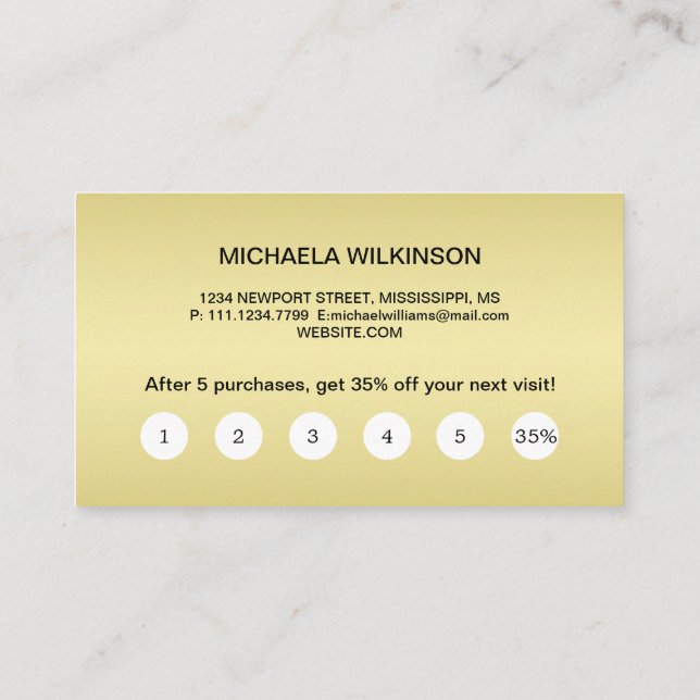 Gold Shiny Dog Paw on black Pet Grooming Service Loyalty Card (Back)