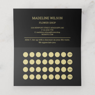 Gold Shiny Flower Palm Leaves on black  Appointment Card