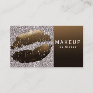 Gold Shiny Lips Lipstick Makeup Glam Salon Business Card