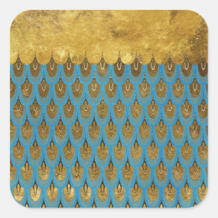 Gold Shiny Princess Mermaid Glitter Scales Square Sticker