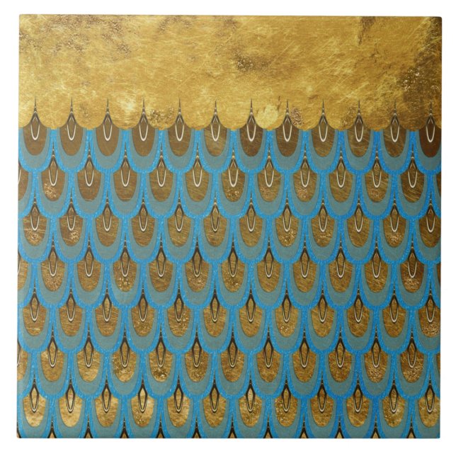 Gold Shiny Princess Mermaid Glitter Scales Tile (Front)