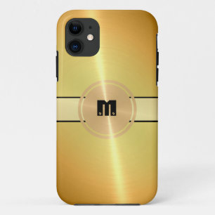Gold Shiny Stainless Steel Metal and Gold Button iPhone 11 Case