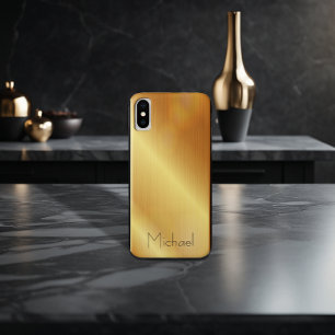 Gold Shiny Stainless Steel Metal iPhone X Case