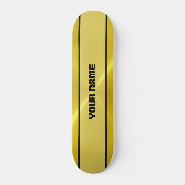Gold Shiny Stainless Steel Metal Skateboard (Front)
