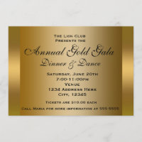 Gold Shiny Ticket Event Dinner Elegant Invitation