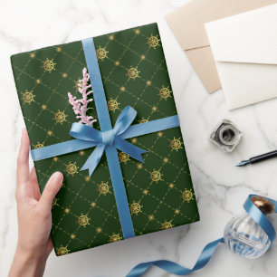 Gold Ship Weel Wrapping Paper