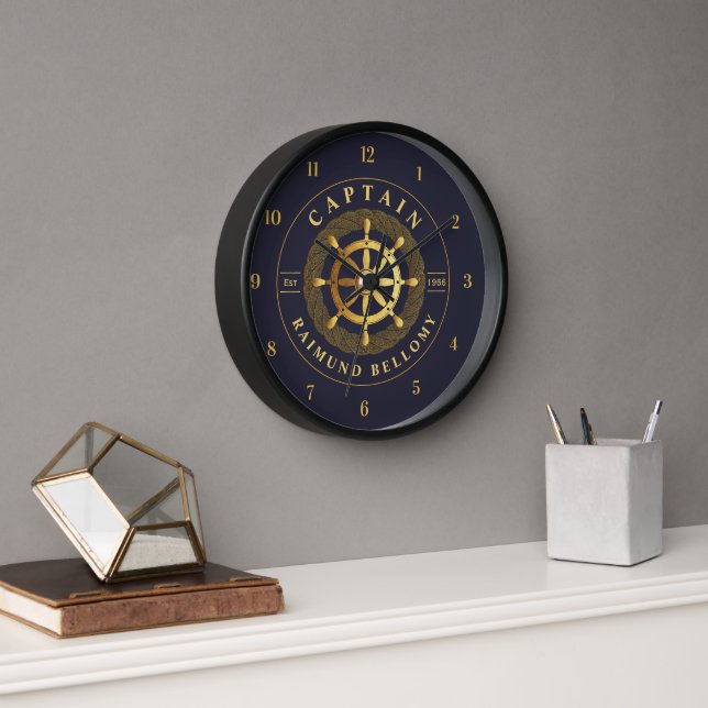 Gold Ship Wheel Clock (Office)