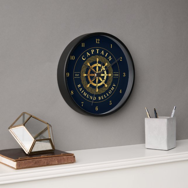 Gold Ship Wheel Clock (Office)