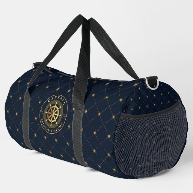 Gold Ship Wheel Duffle Bag (Right Corner)