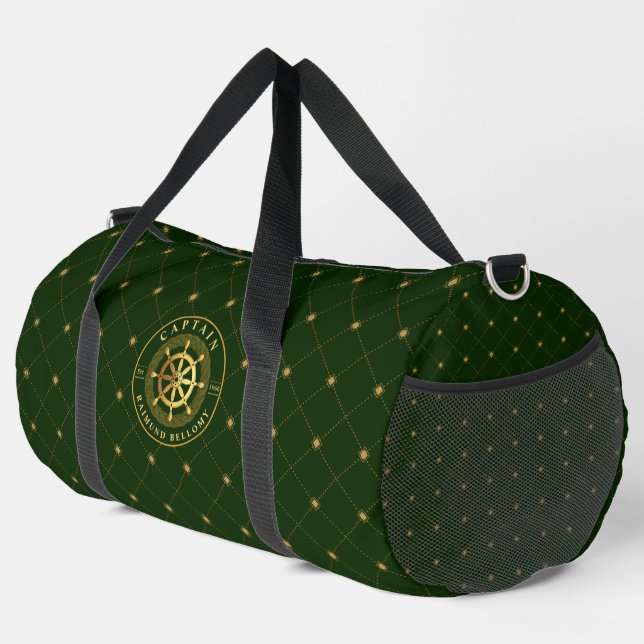 Gold Ship Wheel Duffle Bag (Right Corner)