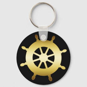 GOLD SHIP WHEEL KEY RING