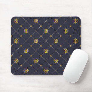 Gold Ship Wheel Mouse Mat