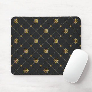 Gold Ship Wheel Mouse Mat